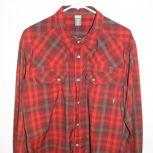 Stio | Mens Lightweight Flannel | Red/Green | Size Large